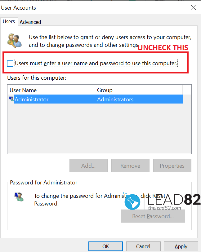 enable Windows automatic login